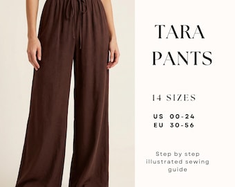 High Waist Wide Leg Pants Sewing Pattern| Easy Women Pants Pattern| Elastic Waistband Pattern| Sewing tutorial| Palazzo Pants  Pattern