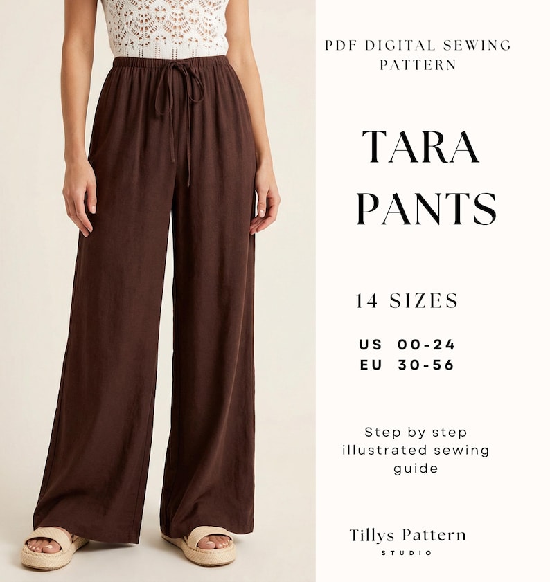 High Waist Wide Leg Pants Sewing Pattern| Easy Women Pants Pattern ...