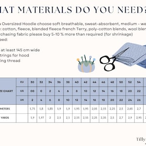 List of need materials for Ariana oversized hoodie