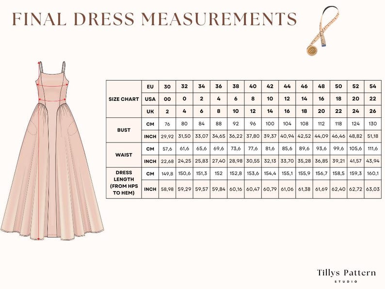 Final dress measurements