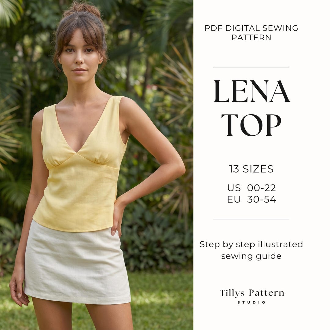 Cami Top Sewing Pattern With Adjustable Back Ties | Easy Top Sewing Pattern| Linen V Neck 