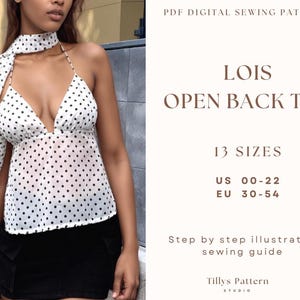 Open Back Top Sewing Pattern| Cami Top Pattern| Beginner Pattern| Top With Neck Scarf|  Easy Sewing Pattern| Women Sewing Pattern| US 00-22
