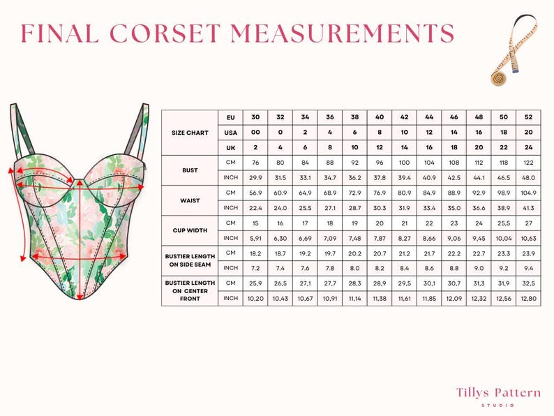 Final garment measurements