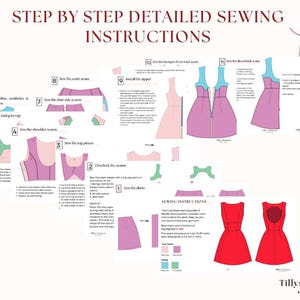 Giselle mini dress step by step sewing instructions. Sewing tutorial.