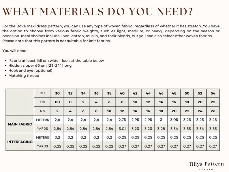 List of need materials for Linen maxi summer dress