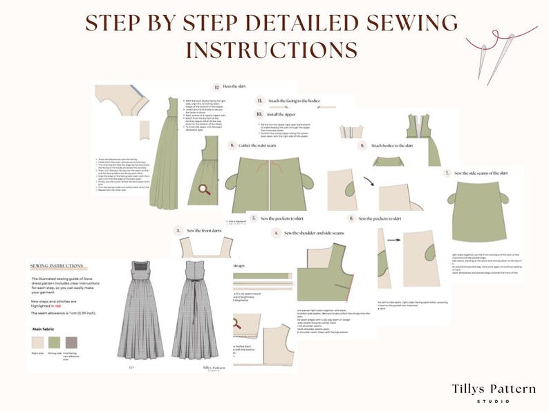 Maxi cotton dress step by step sewing instructions. Sewing tutorial.