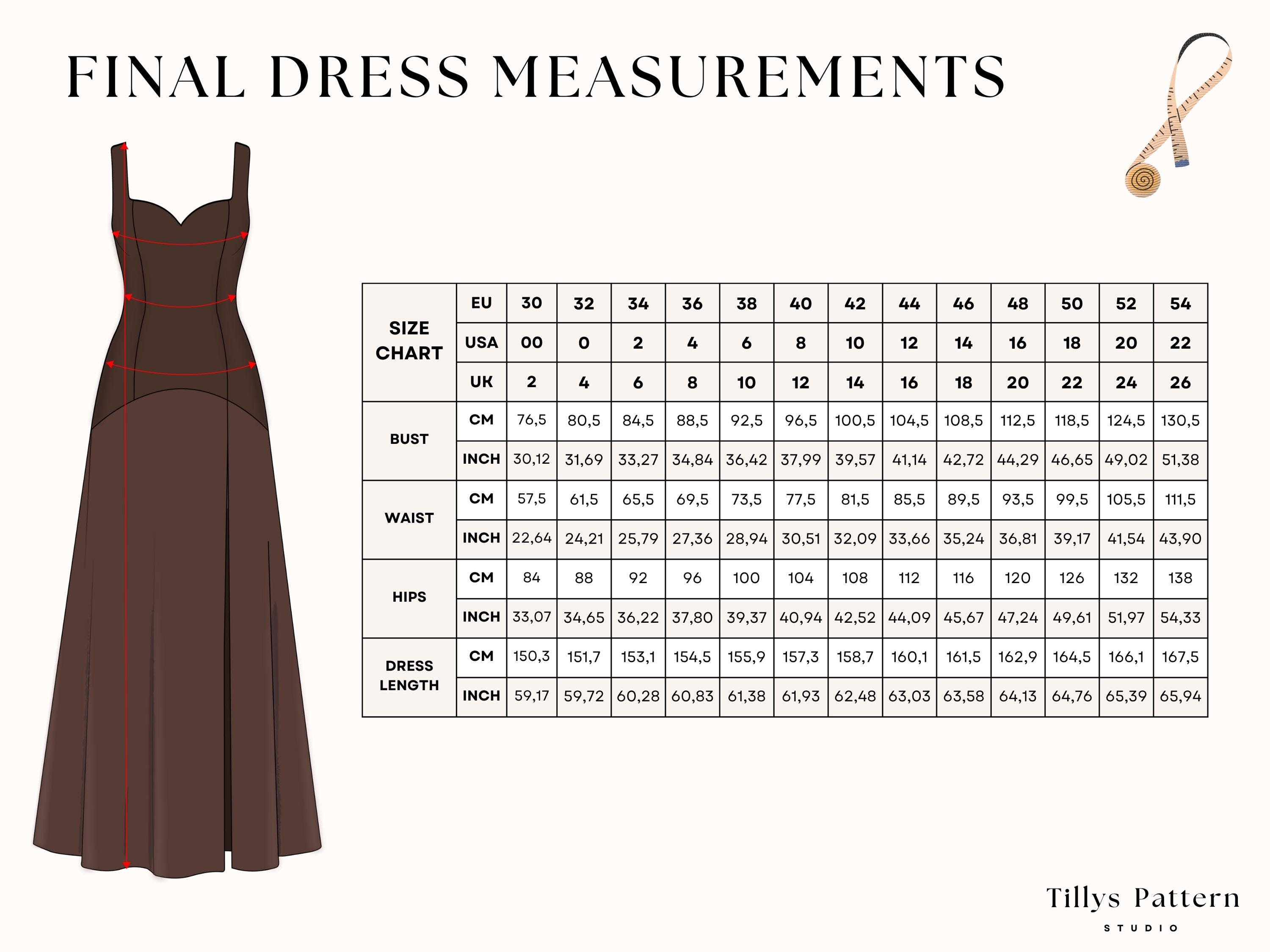 formal dress measurements Evening with Slit Sewing Pattern| Fitted Bodice Gown| Sweetheart Neckline Dress| Wedding Dress| Plus Size Pattern| US 00-22 Style_Tier