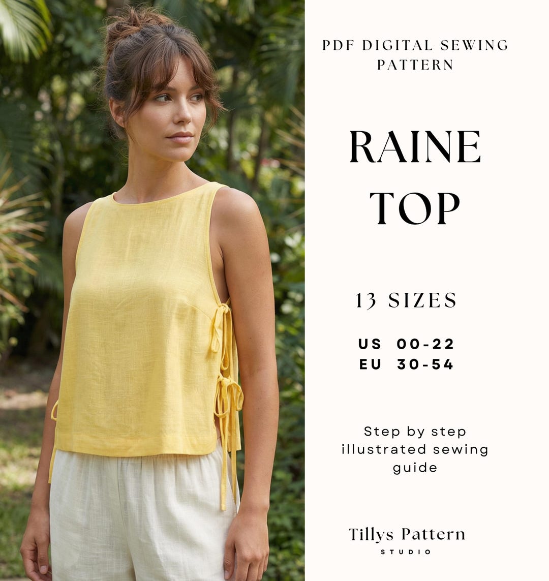 Side Tie Top Sewing Pattern| Beginner Pattern| Tank Top| Blouse Pattern ...