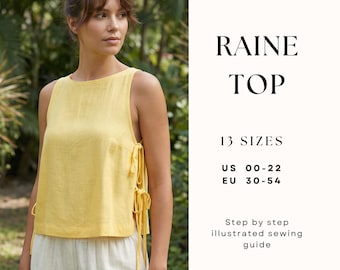 Side Tie Top Sewing Pattern| Beginner Pattern| Tank top| Blouse Pattern| Easy Sewing Pattern| Women Sewing Pattern| Summer Top| US 00-22