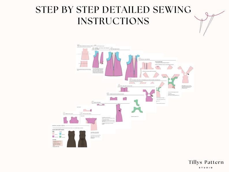 Keira dress step by step sewing instructions. Sewing tutorial.
