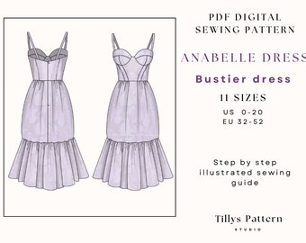 Bustier Corset Dress Sewing Pattern: US 0-20 (PDF Pattern)