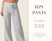 Low Waist Wide Leg Pants Sewing Pattern| Yoke Pants With Ties| PDF