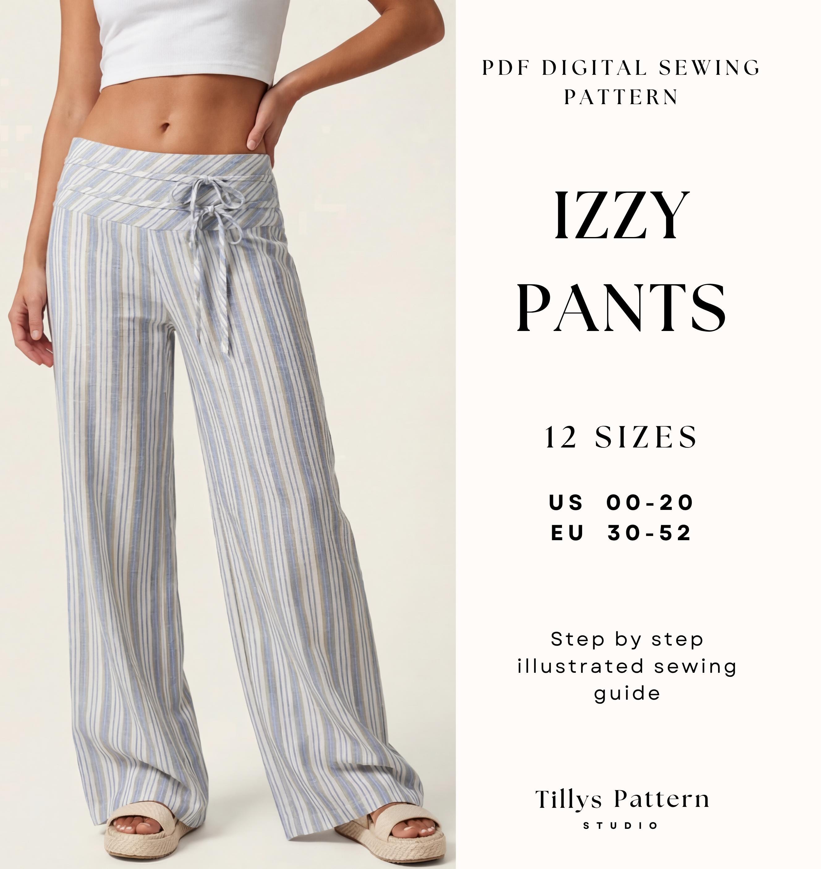 Low Waist Wide Leg Pants Sewing Pattern| Yoke Pants With Ties| PDF
