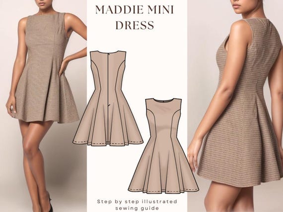 Mini Dress Sewing Pattern Bundle| Boat Neck Mini Dress| A-line Mini Dress|  Square Neck Dress| US 00-22| Beginner Sewing Pattern| Prom Dress - Etsy