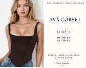 Corset Top Sewing Pattern| Easy Corset pattern |Cottage Core Corset| US 00-20| Plus Size Corset| Bodice pattern| Woman Top Pattern