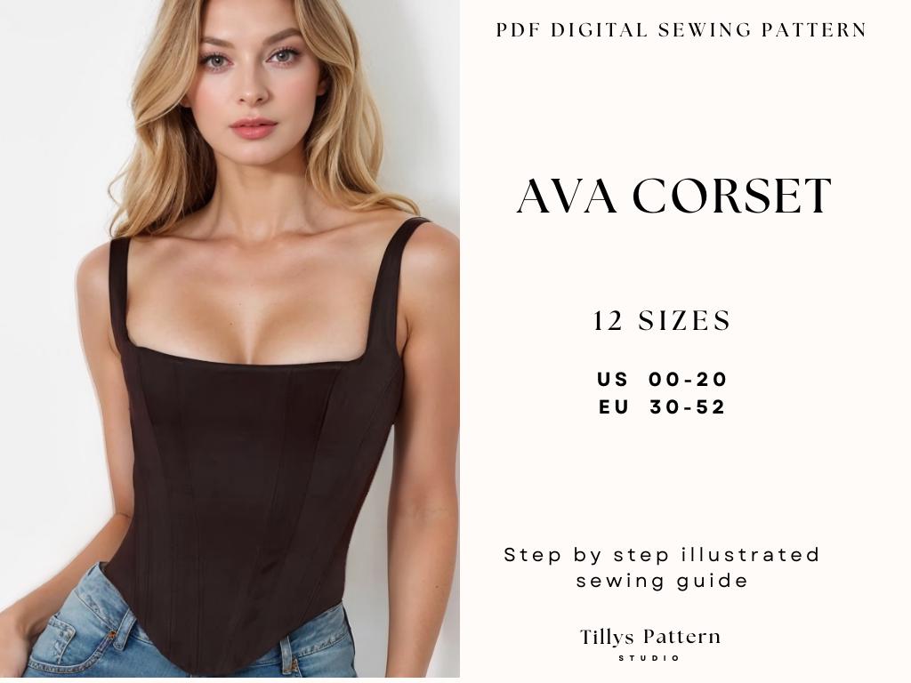 Corset Top Sewing Pattern| Easy Corset pattern |Cottage Core Corset| US 00-20| Plus Size Corset| Bodice pattern| Woman Top Pattern