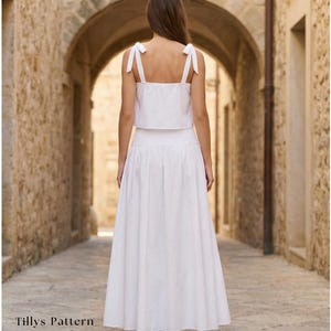 PDF Digital sewing pattern. Maxi skirt pattern. Easy beginner pattern 13 sizes: US 00-22, EU 30-54. Step by step easy sewing instructions. Sewing tutorial. Yoke summer skirt sewing pattern.