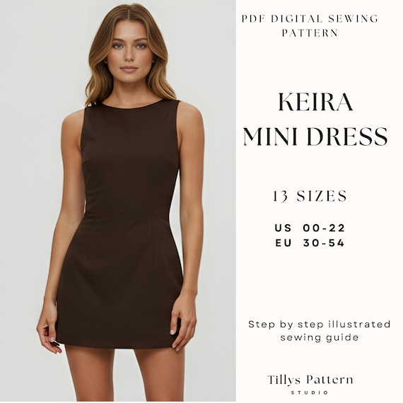 Mini A-line Dress Sewing Pattern With Back Ties and Boat Neckline | Party Dress Pattern | Homecoming Dress Pattern | US 0022 - Etsy Mini A-line Dress Sewing Pattern With Back Ties and Boat Neckline | Party Dress Pattern | Homecoming Dress Pattern | US 0022 - Etsy