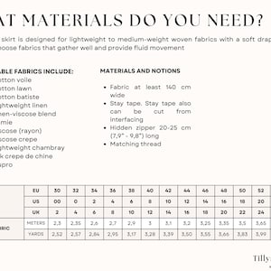 List of need materials for Eleni maxi skirt.