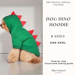 Dog Dino Hoodie Sewing Pattern: XXS-XXXL (PDF Pattern)