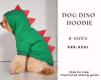 Dog Dino Hoodie Sewing Pattern: XXS-XXXL (PDF Pattern)