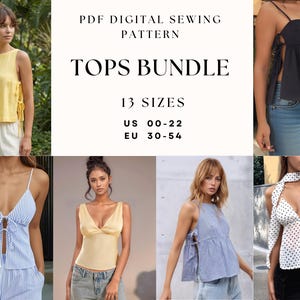 Tops Sewing Pattern Bundle: Beginner DIY Women's Top (PDF Pattern US 00-22)