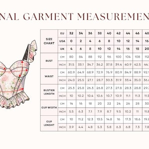 Final garment measurements
