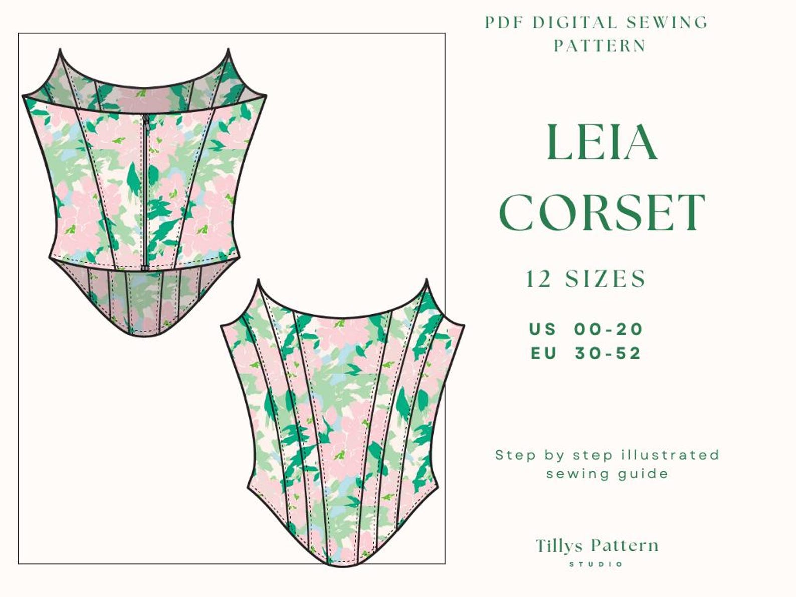 Overbust Corset Top Sewing Pattern| Easy Corset Pattern |cottage Core ...