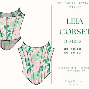 Overbust Corset Top Sewing Pattern| Easy Corset pattern | Cottage Core Corset| US 00-20| Plus Size Corset| Bodice pattern| Woman Top Pattern