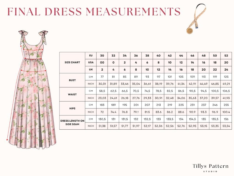Final dress measurements