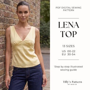 Top Sewing Pattern| Easy Top Sewing Pattern| V Neck Bias Cut Top| Cami Top Pattern| Y2k Pattern| Plus Size Sewing Pattern| Silk Top| US 0-22