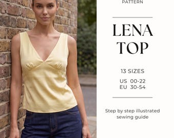 Top Sewing Pattern| Easy Top Sewing Pattern| V Neck Bias Cut Top| Cami Top Pattern| Y2k Pattern| Plus Size Sewing Pattern| Silk Top| US 0-22