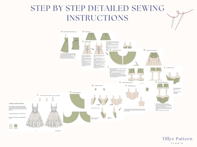 Millie corset mini dress step by step sewing instructions. Sewing tutorial.
