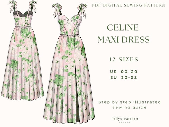 Evening Bustier Dress Sewing Pattern| Slit Dress Pattern| Corset