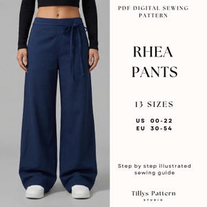 Low Waist Wide Leg Pants Sewing Pattern| Yoke Pants With Waist Tie| Women Pants Sewing Pattern| Sewing tutorial| US 00-22