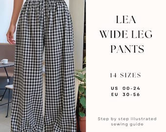 Cartamodello per pantaloni a gamba larga/ Cartamodello per pantaloni da donna/ Cartamodello per pantaloni palazzo/ Cartamodello per abbigliamento da casa/ Pantaloni con elastico in vita/ Tutorial di cucito