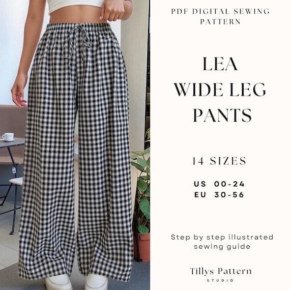 Wide Leg Pants Sewing Pattern| Women Pants Pattern| Palazzo Pants  Pattern | Lounge Wear Pattern| Elastic Waistband Pants | Sewing tutorial
