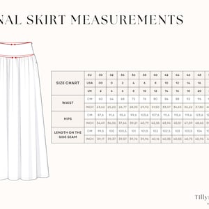 Final skirt measurements table.