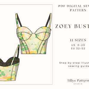 Bustier sewing pattern|Corset pattern|PDF Digital Sewing Pattern|11 sizes US 0-20|Plus size corset|Bodice pattern| Corset Top Pattern