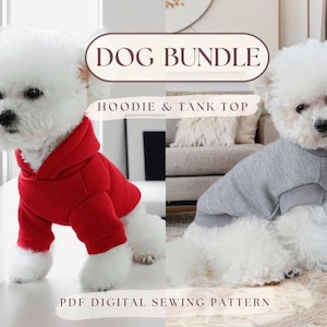 Dog Hoodie & Dog Tank Top Sewing Pattern| Dog Pattern| XXS-XXXL  Big or Small Dogs| Pet Pattern| Dog clothes pattern| Sewing pattern for dog