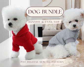 Dog Hoodie & Tank Top Sewing Pattern: XXS-XXXL Sizes (PDF Pattern)