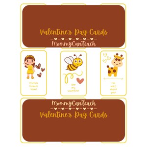 Valentine Cards - Printable Download (yellow & brown)