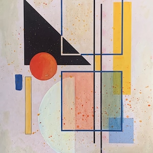 Pintura abstracta, pintura moderna, pintura acrílica, pintura geométrica, técnica mixta sobre cartulina.