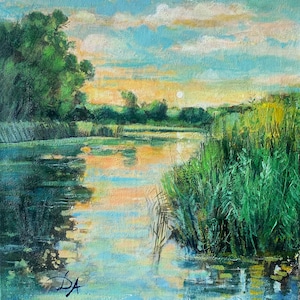 Impressionist landscape, oil painting on canvas , painting, countryside painting, original painting, Handmade,