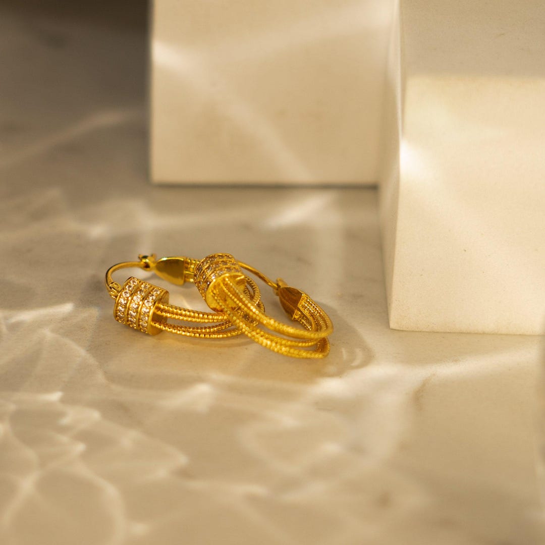 Night of Paris Zircon With 18K Gold Plated Hoop Earrings - Etsy