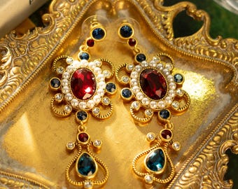 Mabe Pearls with Zircon Chandelier 18K Gold Plated Drop Earrings