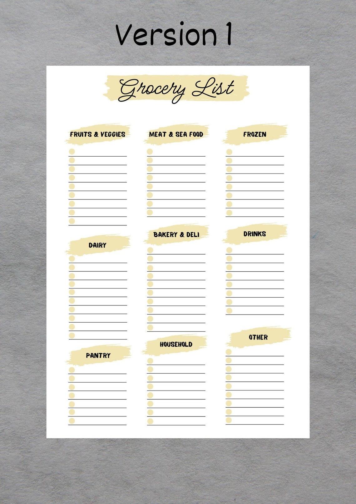 Printable Grocery List Template, Grocery Planner, Food Shopping List ...