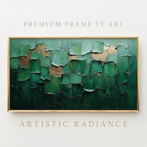 Frame Tv Art Digital Download, Abstract Wall Art for Frame Tv, Modern Green and Gold Frame Tv Art, Tv Art Digital File