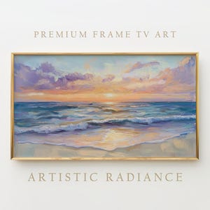 Frame Tv Art Ocean Sunset, Digital Download Tv Art, Coastal Wall Art Print, Beach Landscape Digital Art, Art for Frame Tv