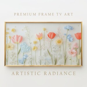 Frame Tv Art Digital File, Colorful Floral Frame Tv Art, Spring Flowers Wall Art, Embroidery Tv Art, Digital Floral Tv Art